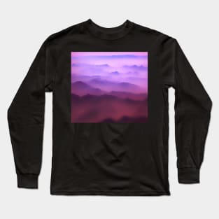 Misty Mountains - unearthly landscape with mountain peaks in pink and purple (airbrush style) Long Sleeve T-Shirt